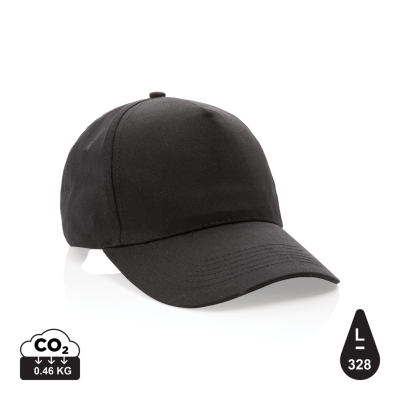 MPACT 5 PANEL 190GR RECYCLED COTTON CAP with Aware™ Tracer in Black