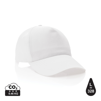 MPACT 5 PANEL 190GR RECYCLED COTTON CAP with Aware™ Tracer in White