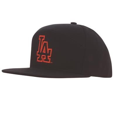 PREMIUM AMERICAN TWILL STRUCTURED a FRAME 6 PANEL CAP, FLAT PEAK, PLASTIC SNAP CLOSURE