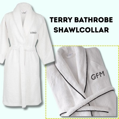 SHAWL COLLAR BATHROBE DRESSING GOWN – SOLID COLOUR