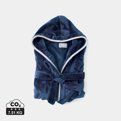 VINGA LOUIS LUXURY PLUSH GRS RPET ROBE SIZE S-M in Navy