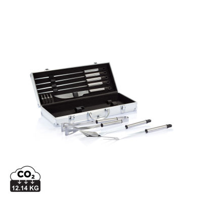 12 PCS BARBECUE SET in Aluminium Metal Box in Silver