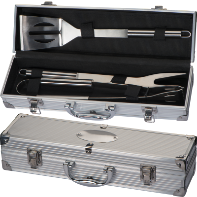 BARBECUE CASE OVAL PLATE in Silver Grey 