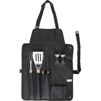 BARBECUE SET APRON (6PC) in Black
