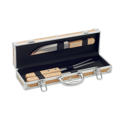 STAINLESS STEEL METAL BARBECUE TOOLS in Brown