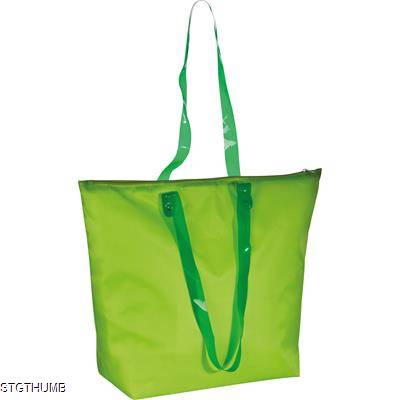 BEACH BAG with Clear Transparent Handles in Apple Green