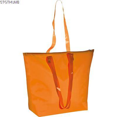 BEACH BAG with Clear Transparent Handles in Orange