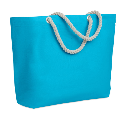 BEACH BAG with Cord Handle in Turquoise