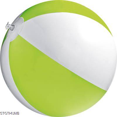 CLASSIC INFLATABLE BEACH BALL with White & Apple Green Panels