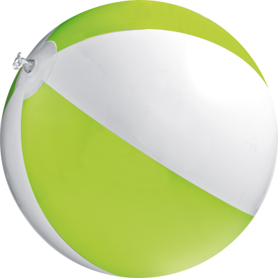 CLASSIC INFLATABLE BEACH BALL with White & Apple Green Panels