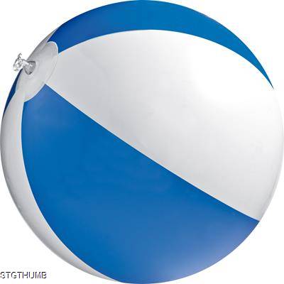CLASSIC INFLATABLE BEACH BALL with White & Blue Panels