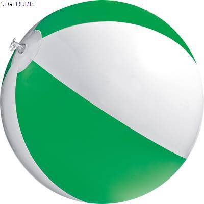 CLASSIC INFLATABLE BEACH BALL with White & Green Panels