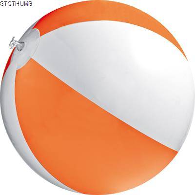 CLASSIC INFLATABLE BEACH BALL with White & Orange Panels