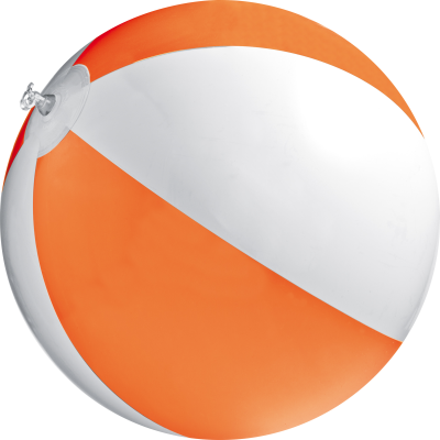 CLASSIC INFLATABLE BEACH BALL with White & Orange Panels