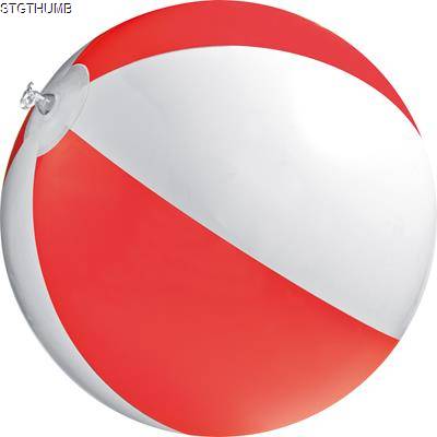 CLASSIC INFLATABLE BEACH BALL with White & Red Panels