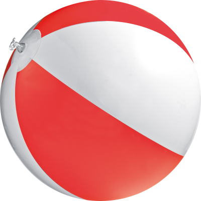 CLASSIC INFLATABLE BEACH BALL with White & Red Panels
