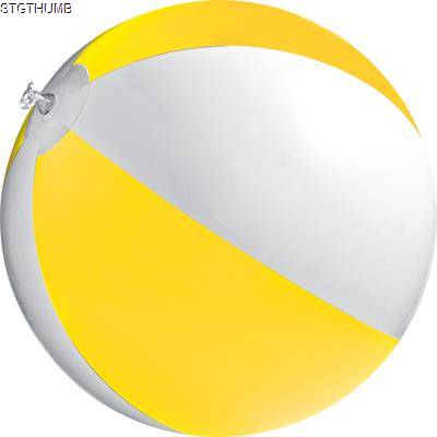 CLASSIC INFLATABLE BEACH BALL with White & Yellow Panels