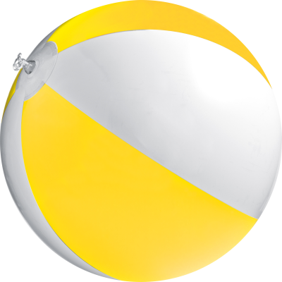 CLASSIC INFLATABLE BEACH BALL with White & Yellow Panels