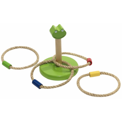RING TOSS GAME CRAZY LOOP MADE OF WOOD, in Frog Design, Incl