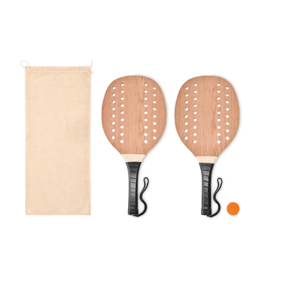 ROSEWOOD WOOD BEACH TENNIS SET in Brown