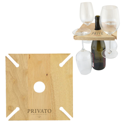 WOOD WINE GLASS AND BOTTLE HOLDER