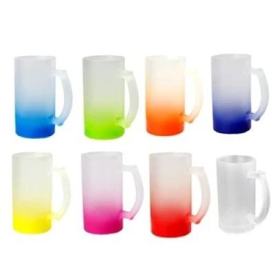 GRADIENT COLOR FROSTED GLASS COLORFUL 16OZ BEER MUG