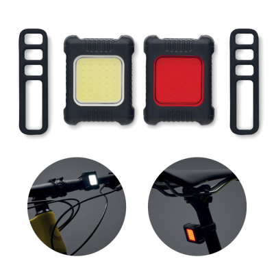 RECHARGEABLE BICYCLE LIGHT SET in Black