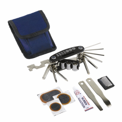 PRACTICAL STAINLESS STEEL METAL BICYCLE REPAIR SET ON TOUR PACKED in Handy Pouch