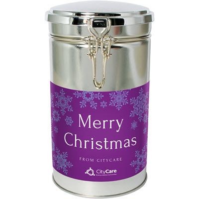 SILVER CLAMP BISCUIT TIN
