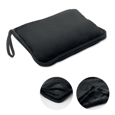2 in 1 Travel Blanket Set in Black