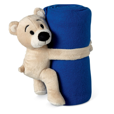 FLEECE BLANKET with Bear in Blue