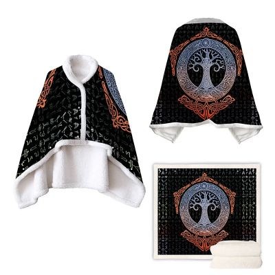 FLEECE WEARABLE PICNIC BLANKET PONCHO THROW with Buttons