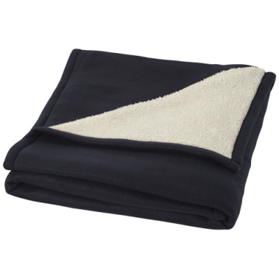 SPRINGWOOD SOFT FLEECE AND SHERPA PLAID BLANKET in Navy & Off White