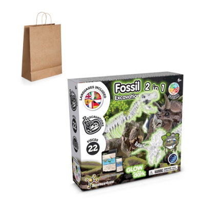 2 in 1 Fossil Excavation Kit Iii Educational Game Supplied with a Kraft Paper Gift Bag
