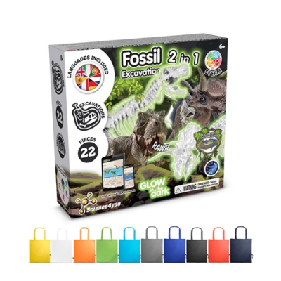 2 in 1 Fossil Excavation Kit V Educational Game Supplied with a 190T Folding Gift Bag
