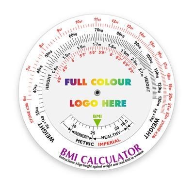 Extracción Continuar creativo BODY MASS INDEX ROUND DISC CALCULATOR in White Metric & Imperial Can be  Customised to Suit Applicati | Body Fat Calculator Disc | Branded Corporate  Gifts