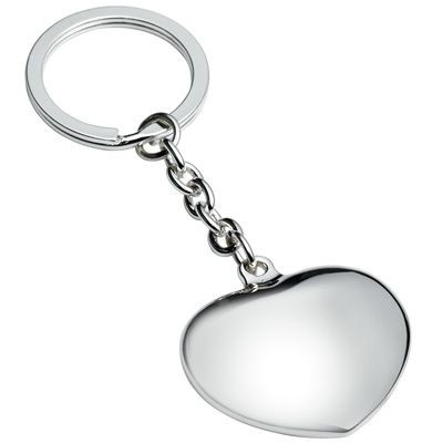 METAL HEART KEYRING in Silver with Chain