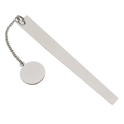 SILVER PLATED METAL BOOKMARK with Tag