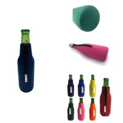 CUSTOMIZED RING ZIPPER COLLAPSIBLE NEOPRENE WINE BOTTLE COOLER