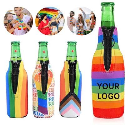 PRIDE RAINBOW NEOPRENE BEER WINE BOTTLE COOLER SLEEVES