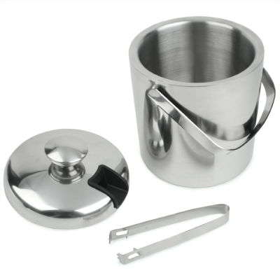 THERMAL INSULATED STAINLESS STEEL METAL ICE BUCKET & TONG (1,25 LITRE)