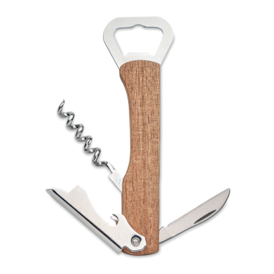 3 in 1 Acacia Bottle Opener in Brown