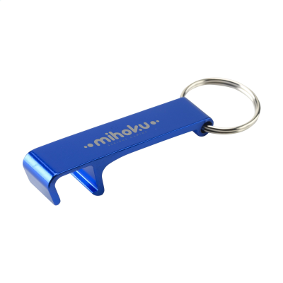 ALUMINIUM METAL OPENER PHONE STAND GRS RECYCLED KEYRING in Blue