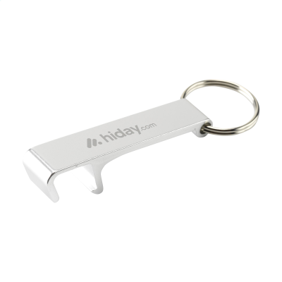 ALUMINIUM METAL OPENER PHONE STAND GRS RECYCLED KEYRING in Silver