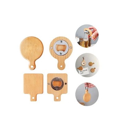 BEECH WOOD HANDLE BOTTLE OPENER with Magnet