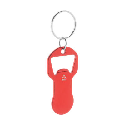 BOTTLE OPENER KEYRING in Red