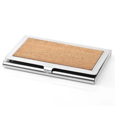 BUSINESS CARD HOLDER in Silver & Wood