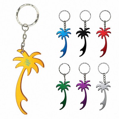 COCONUT PALM TREE SHAPE BOTTLE OPENER KEY HOLDER KEYRING