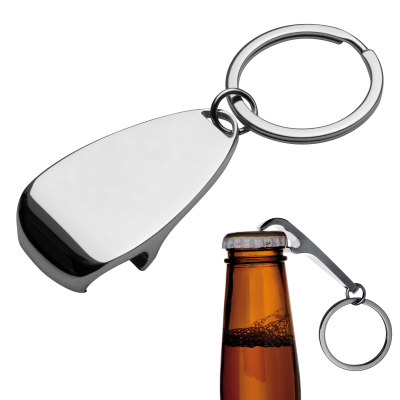 DELUXE BOTTLE OPENER METAL KEYRING in Silver