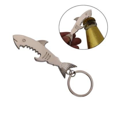 FISH METAL SHARK BOTTLE OPENER KEYRING CHAIN
